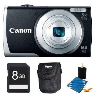 Canon PowerShot A2600 Black 16MP Digital Camera 8GB Bundle   Includes camera, 8GB Secure Digital SD Memory Card, Ultra Compact Digital Camera Deluxe Carrying Case, 3pc. Lens Cleaning Kit  Digital Camera Accessory Kits  Camera & Photo