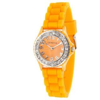 Mens & Womens Orange Silicone Crystal Small Face Watch at  Men's Watch store.
