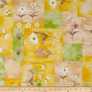 Livingston Vinyl Natural Floral Patch Yellow Fabric