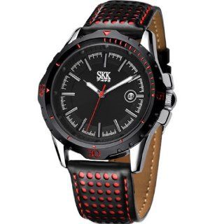 Pu Leather Business Men Luxury Watch  W8540g (Red Color) Watches