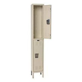 Hallowell U1228 2G A PT Galvanite Parchment Steel Rust Resistant Wardrobe Locker, 1 Wide with 2 Opening, Double Tier, 12" Width x 78" Height x 12" Depth, Assembled