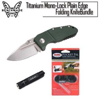 Benchmade Knife 755 MPR Sibert Titanium Mono Lock Plain Edge Folding Knife With PP1 Pocket Pal Sharpener and Fenix E01 LED Flashlight Bundle  Hunting Folding Knives  Sports & Outdoors