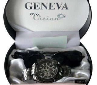 Geneva Vision Men's Designer Watch & Aviator Sunglasses Gift Set Watches