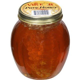 Don Victor Orange Blossom Comb Honey Globe Jar, 16 Ounce  Honey With Comb  Grocery & Gourmet Food
