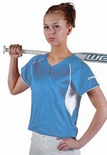 Custom Worth 2 Button Mesh Pullover Fastpitch Jersey COLUMBIA BLUE GM  Sports Fan Jerseys  Sports & Outdoors
