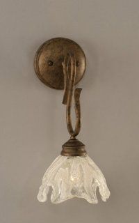 Toltec Lighting 101 BRZ 759 Swan One Light Wall Sconce Bronze Finish with Italian Ice Glass, 7 Inch   Vanity Lights For Bathroom  