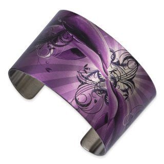Chisel   Stainless Steel Tattooed Purple Haze Cuff Bangle Cuff Bracelets Jewelry