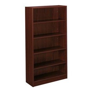 Bookcase, 5 Shelf, 65 H, Mahogany
