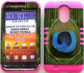 Double Impact Hybrid Cover Case Peacock Design Snap on Over Pink Soft Silicone Samsung S2 Galaxy Epic 4g Touch D710 R760 for Sprint/boost Mobile/virgin Mobile/us Cellular Cell Phones & Accessories