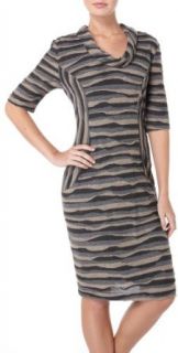 Connected Apparel Textured Waves Sheath Dress Gray 10