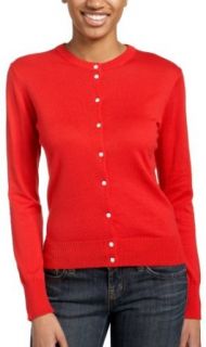 Red Moon Women's Cotton Long Sleeve Round Neck Cardigan Sweater, Bright Pink, Small