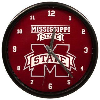 NCAA Mississippi State Bulldogs Black Rim Basic Clock   Wall Clocks