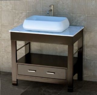 Bathroom Vanity 36" Bathroom Vanity Cabinet white Marble Top Sink Faucet CG4