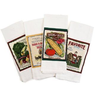 Seed Packets Flour Sack Kitchen Towel   Set of 4   Kitchen Linen Sets