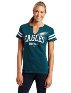NFL Women's Philadelphia Eagles Go For Two Short Sleeve Split Crew Neck Tee (Hunter Green, Large)  Sports Fan T Shirts  Clothing