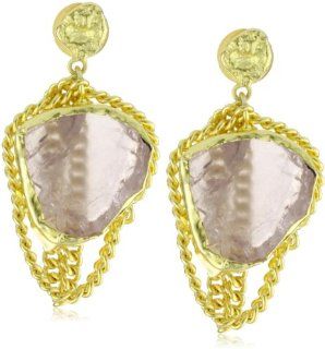 Zariin "Dawn to Dusk" Rose Quartz Gold Earrings Jewelry