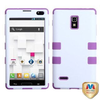 MyBat LGP769HPCTUFFSO029NP Rugged Hybrid TUFF Case for LG Optimus L9/Optimus 4G   Retail Packaging   Ivory White/Electric Purple Cell Phones & Accessories