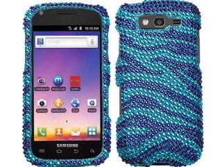 Blue Zebra Bling Rhinestone Diamond Crystal Faceplate Hard Skin Case Cover for Samsung Galaxy Blaze 4G SGH T769 w/ Free Pouch Cell Phones & Accessories