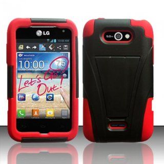 For LG Motion 4G MS770 (MetroPCS) PC+SC HYBRID Cover w/ Kickstand   Red HYB Cell Phones & Accessories