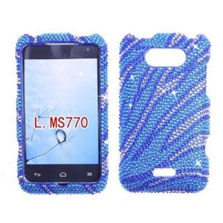 For Lg Motion 4g Ms770 Blue Waves Crystal Stones Case Accessories Cell Phones & Accessories