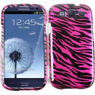 Cell Armor I747 SNAP TP1300 S Snap On Case for Samsung Galaxy SIII   Retail Packaging   Transparent Design, Hot Pink Zebra Print Cell Phones & Accessories