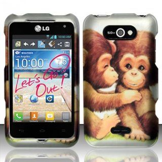 For LG Motion 4G MS770/P870 (MetroPCS) Rubberized Design Cover   Cute Monkeys Cell Phones & Accessories