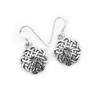 Starburst Celtic Knot Round Sterling Silver Earrings Dangle Earrings Jewelry