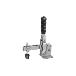 JW Winco Series 12265 Steel Vertical Acting Toggle Clamp with Horizontal Mounting Base, Solid Bar, Flanged Base, T Handle, 750 Pound Holding Capacity