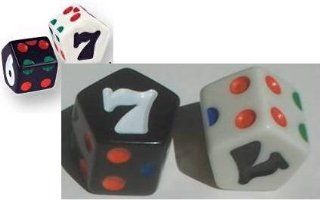 GameScience D7 Opaque Black and White Dice Pair (Two 7 sided die) Toys & Games