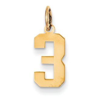 Number 3 Pendant in Yellow Gold   14kt   Mirror Finish   Compelling Jewelry
