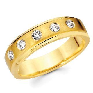 14K Yellow Gold Round cut Diamond Men's Couple Wedding Ring Band (0.32 CTW., G H Color, SI Clarity) Jewelry