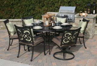 The Herve Collection 6 Person All Welded Cast Aluminum Patio Furniture Dining Set  Outdoor And Patio Furniture Sets  Patio, Lawn & Garden