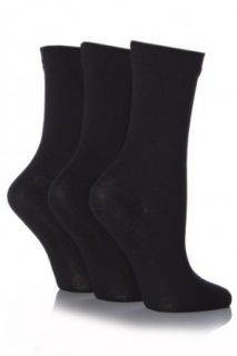 SockShop Women's 3 Pair Gentle Grip Plain Bamboo Socks 6 10 Women's Black Casual Socks