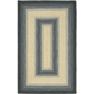 Safavieh Braided Collection BRD311A Cotton Oval Area Rug, 6 by 9 Feet, Multicolored   Yellow And Grey Accent