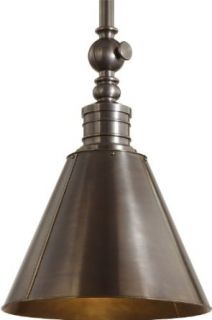 Hudson Valley Lighting 9919 DB Single Light Down Lighting Large Pendant with Cone Shaped Metal Shade from the D, Distressed Bronze   Ceiling Pendant Fixtures  
