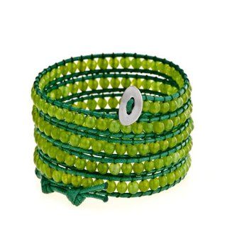 Peridot Green Stone On Green Leather Style Chan Luu Wrap Bracelet Jewelry