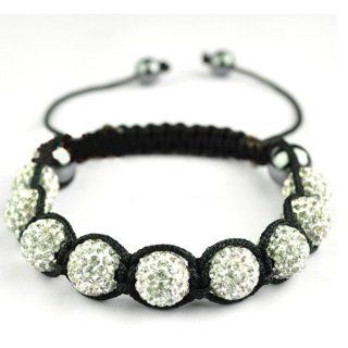 Zicac Fashion Shamballa Crystal Bead Bracelet Jewelry Adornment With 9 Iced Out Disco Ball Beads Covered And 4 Highly Polished Hematite Beads Made 80 Crystals