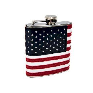 6oz Stitched American Flag Flask Kitchen & Dining