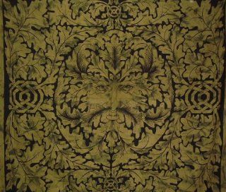 Greenman Tapestry Celtic Mythology Coverlet Wall Hang Olive   Mythology Decor