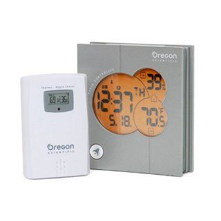 Contemporary Clock with Temperature and Humidity   Weather Monitors Gizmos Gadgets