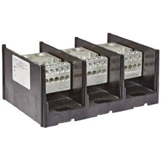Burndy BDB 212 500 3 Versi Pole Distribution Block, AWG 4   500 kcmil Wire Range Run, AWG 14   4 Wire Range Tap, 760 Ampere Rating per Pole, 3 Pole, BDBCOVER1 Optional Cover Order 1 per Pole Power Distribution Blocks