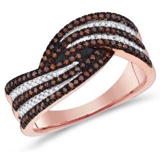 Brown Diamond Ring Knot Fashion Band 10k Rose Gold (0.40 ct.tw) Promise Rings Jewelry