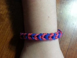 Rainbow Loom Bracelet Triple Fishtail Style   Blue and Red (Ne Patriots Colors) Toys & Games
