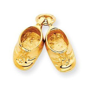 14k Gold Polished Baby Shoes Charm Jewelry