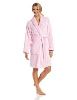 Nautica Sleepwear Women's Short Plush Robe, Pink, Small/Medium