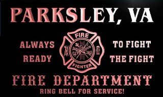 qy68223 r FIRE DEPT PARKSLEY, VA VIRGINIA Firefighter Neon Sign   Business And Store Signs