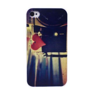 Highmall Vintage Cute Red Heart Camera Hard Plastic Back Snap Cover for Iphone 4 4S Cell Phones & Accessories