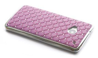 Rhinestone Bling Chrome Plated Luxury Deluxe Hard Skin Case Cover For HTC ONE (M7) Purple + 1 gift Cell Phones & Accessories
