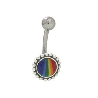 Belly Button Ring Surgical Steel with Rainbow Logo Design (14g)   TUR218 Jewelry