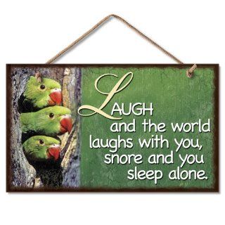 New Wood Sign Wall Art Laugh Together Snore Alone Parrots Funny Nature Decor   Prints